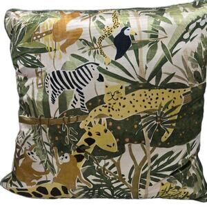 Feather Throw Pillow 18" x 18" Leopard Print Animal Safari Cheetah Satin Velvet
